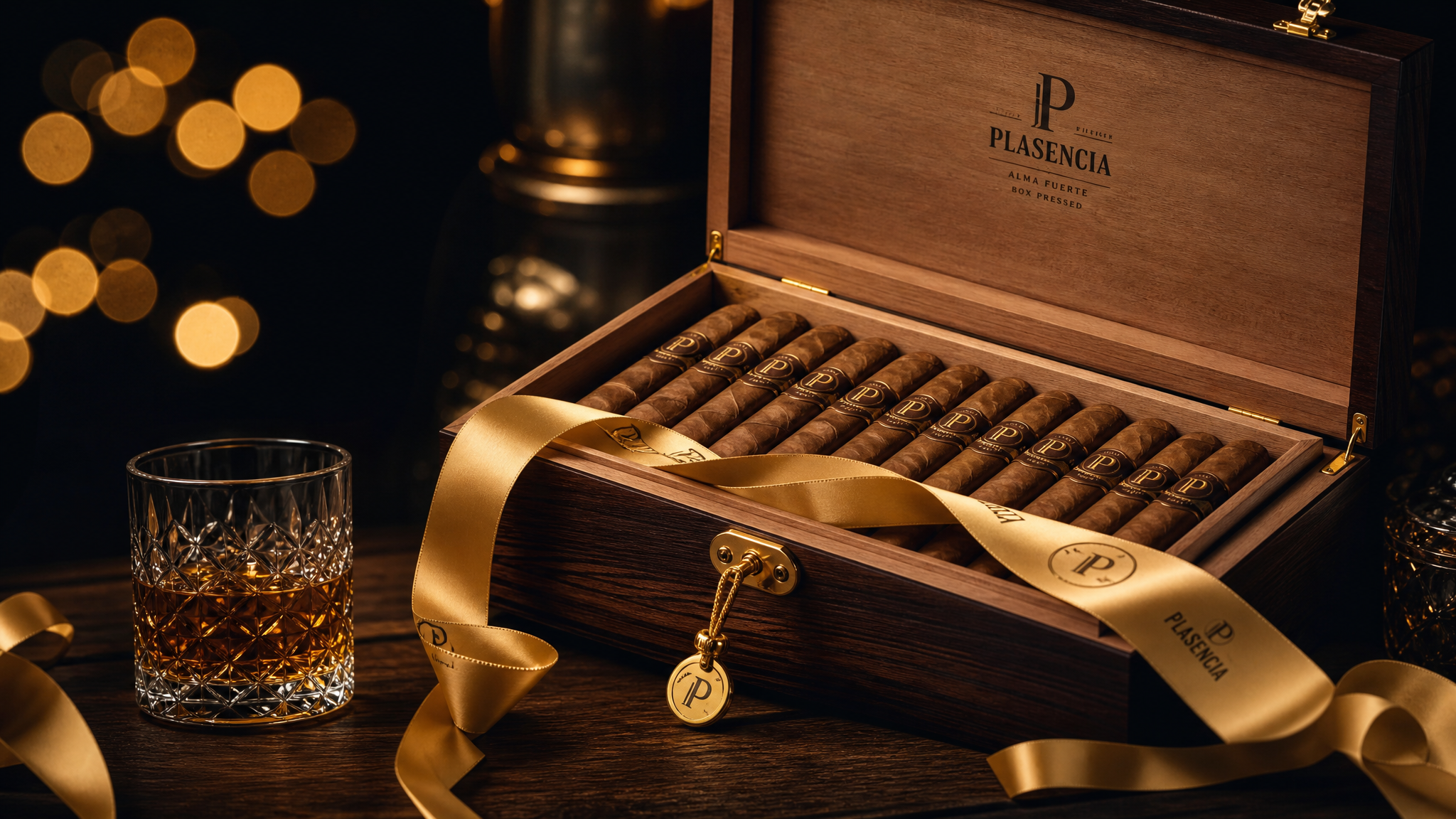 Premium cigar gift box with gold ribbon — curated cigar gifts for every occasion